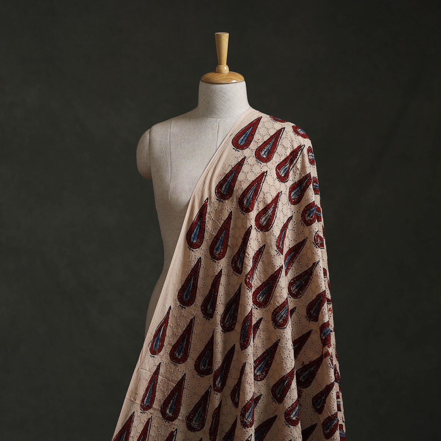 Hakoba Hand Block Ajrakh Print Natural Dyed Cotton Fabric 24