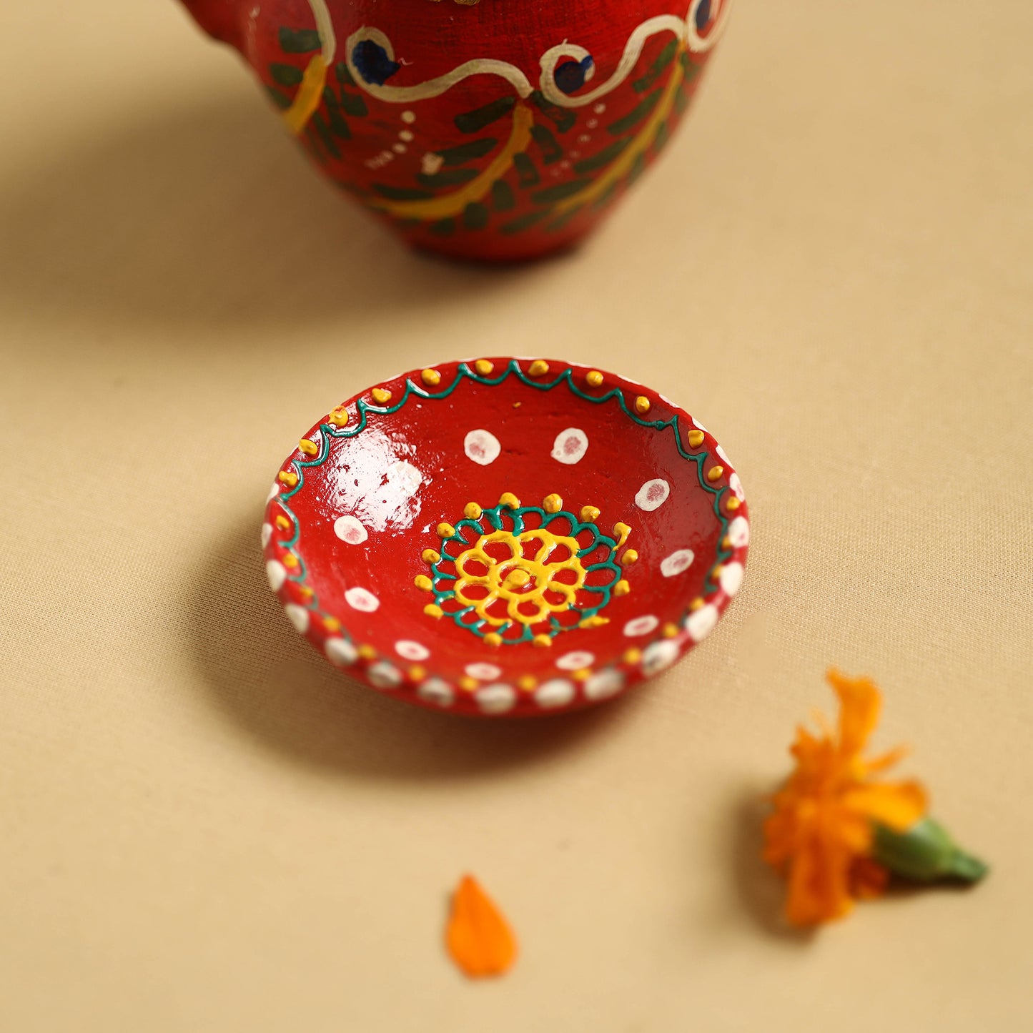 Traditional Handpainted Clay Karwa Chauth Kalash 43