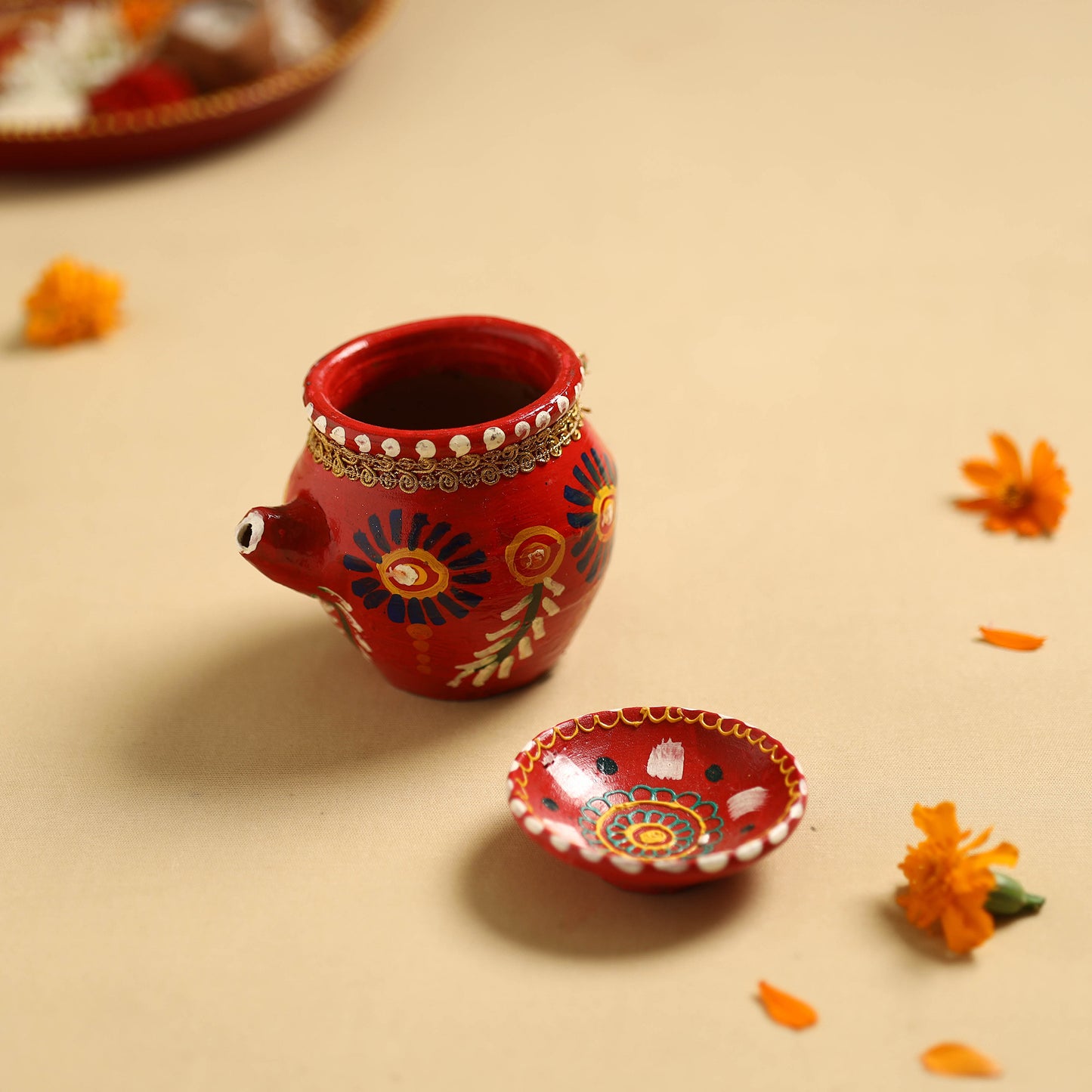 Traditional Handpainted Clay Karwa Chauth Kalash 44