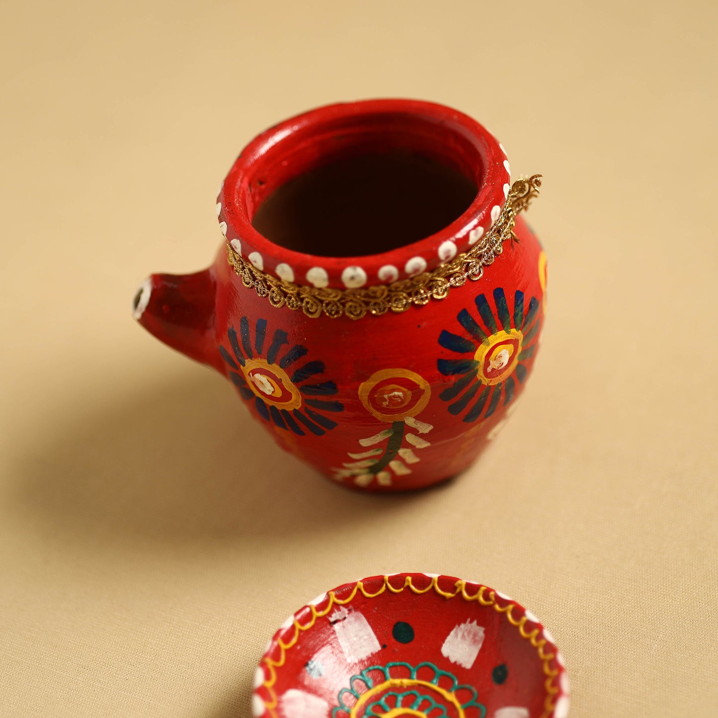 Traditional Handpainted Clay Karwa Chauth Kalash 44