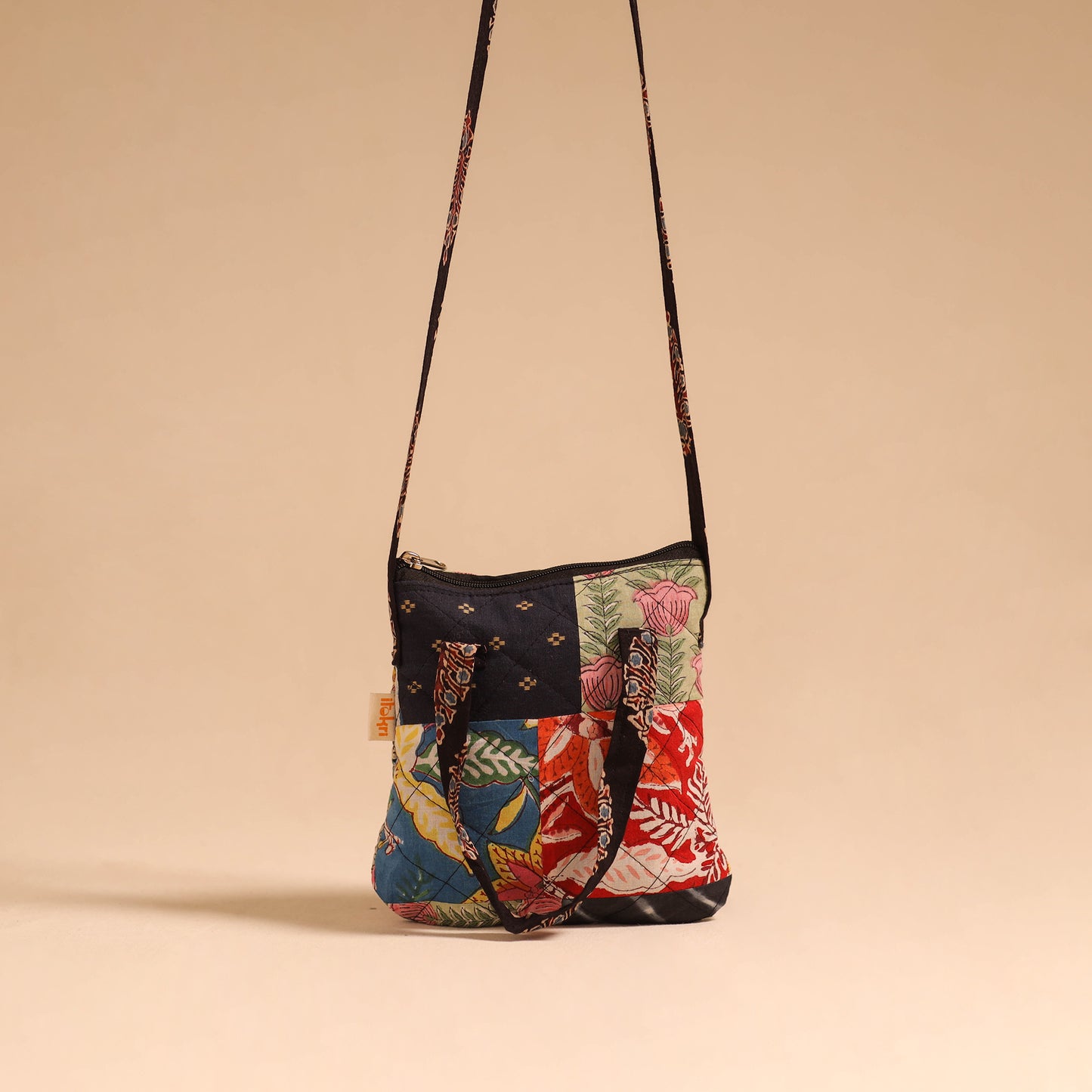 Multicolor - handmade quilted cotton patchwork sling bag 46