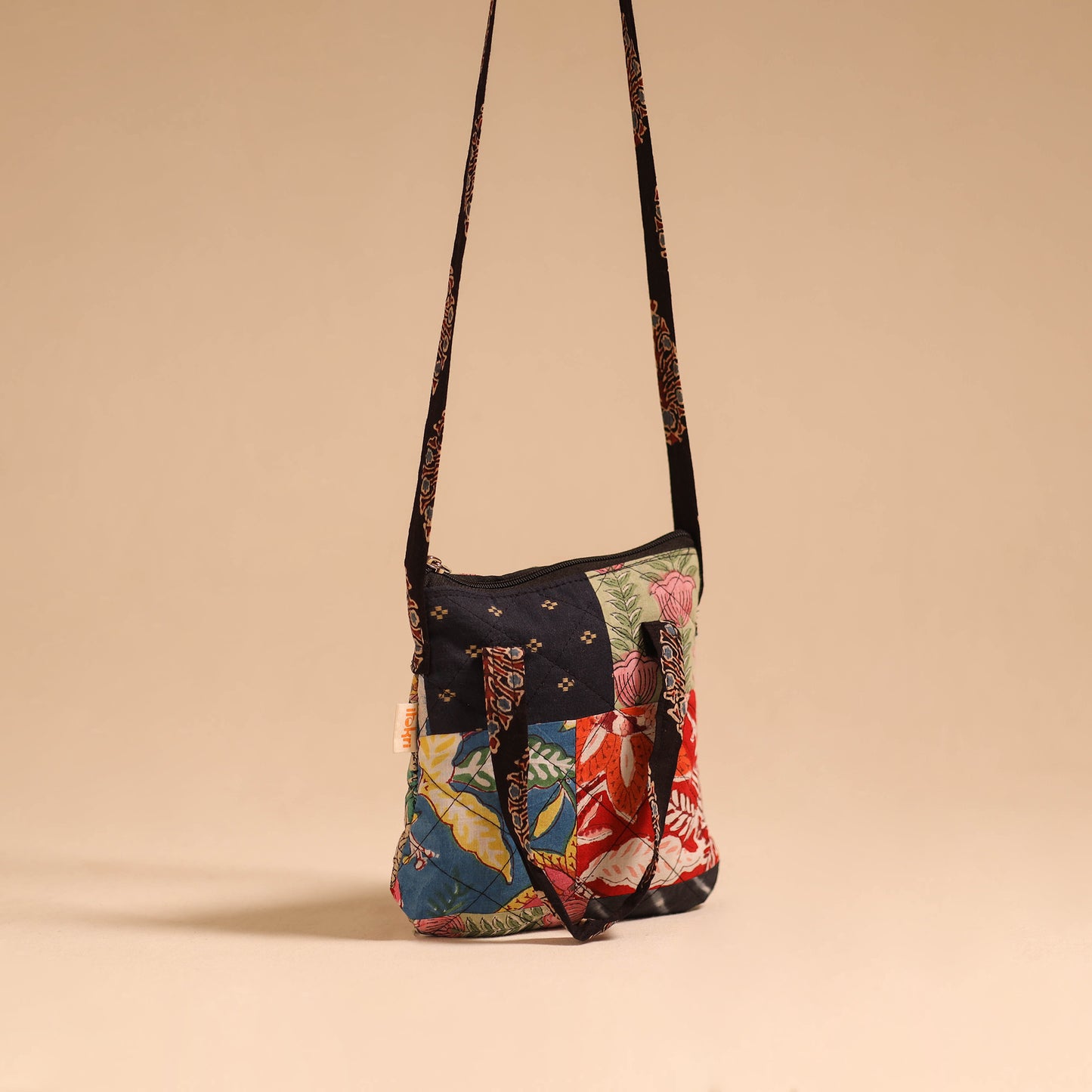 Multicolor - handmade quilted cotton patchwork sling bag 46