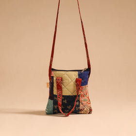 Multicolor - handmade quilted cotton patchwork sling bag 47