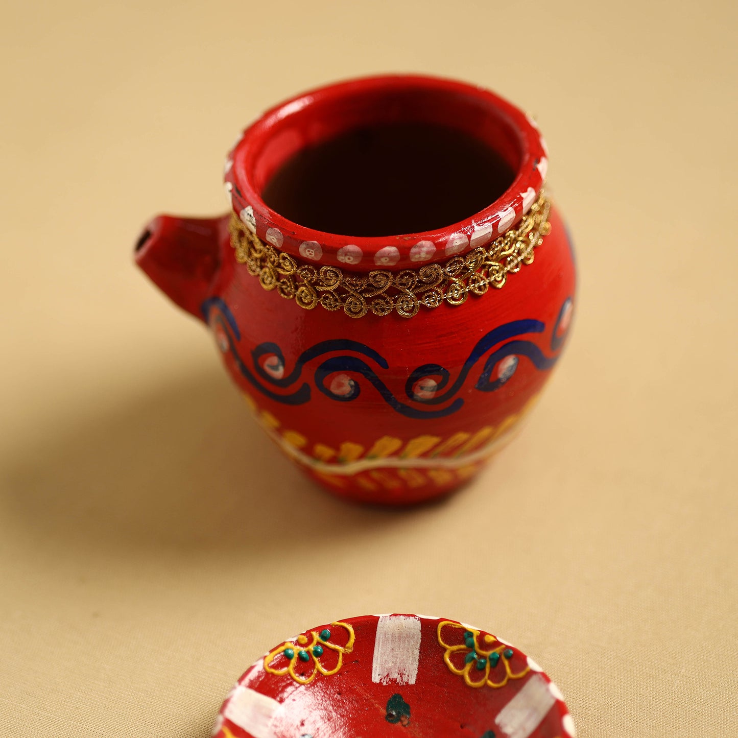 Traditional Handpainted Clay Karwa Chauth Kalash 46