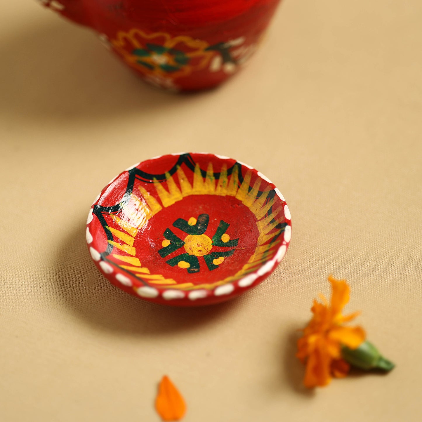 Traditional Handpainted Clay Karwa Chauth Kalash 47