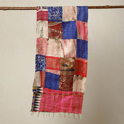 Multicolor - Bengal Kantha Embroidery Patchwork Reversible Silk Stole 43