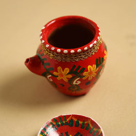  Traditional Handpainted Clay Karwa Chauth Pooja Kalash 