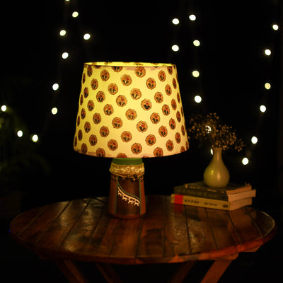 Beige - handcrafted floral fabric lamp shade 09