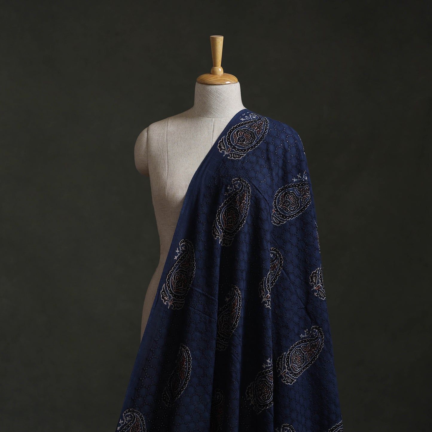 Hakoba Hand Block Ajrakh Print Natural Dyed Cotton Fabric 51