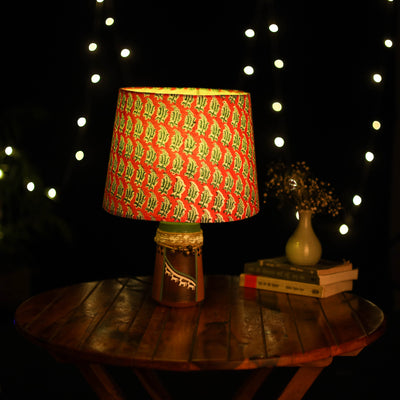 Red - handcrafted floral fabric lamp shade 12