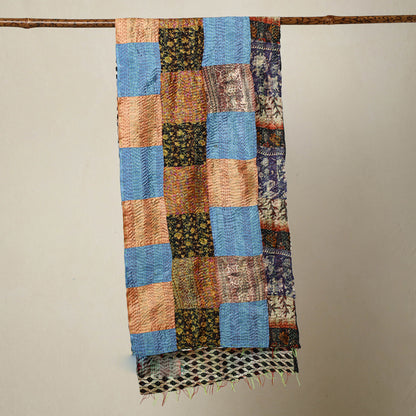 Multicolor - Bengal Kantha Embroidery Patchwork Reversible Silk Stole 33