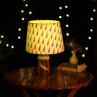 Beige - handcrafted floral fabric lamp shade 15