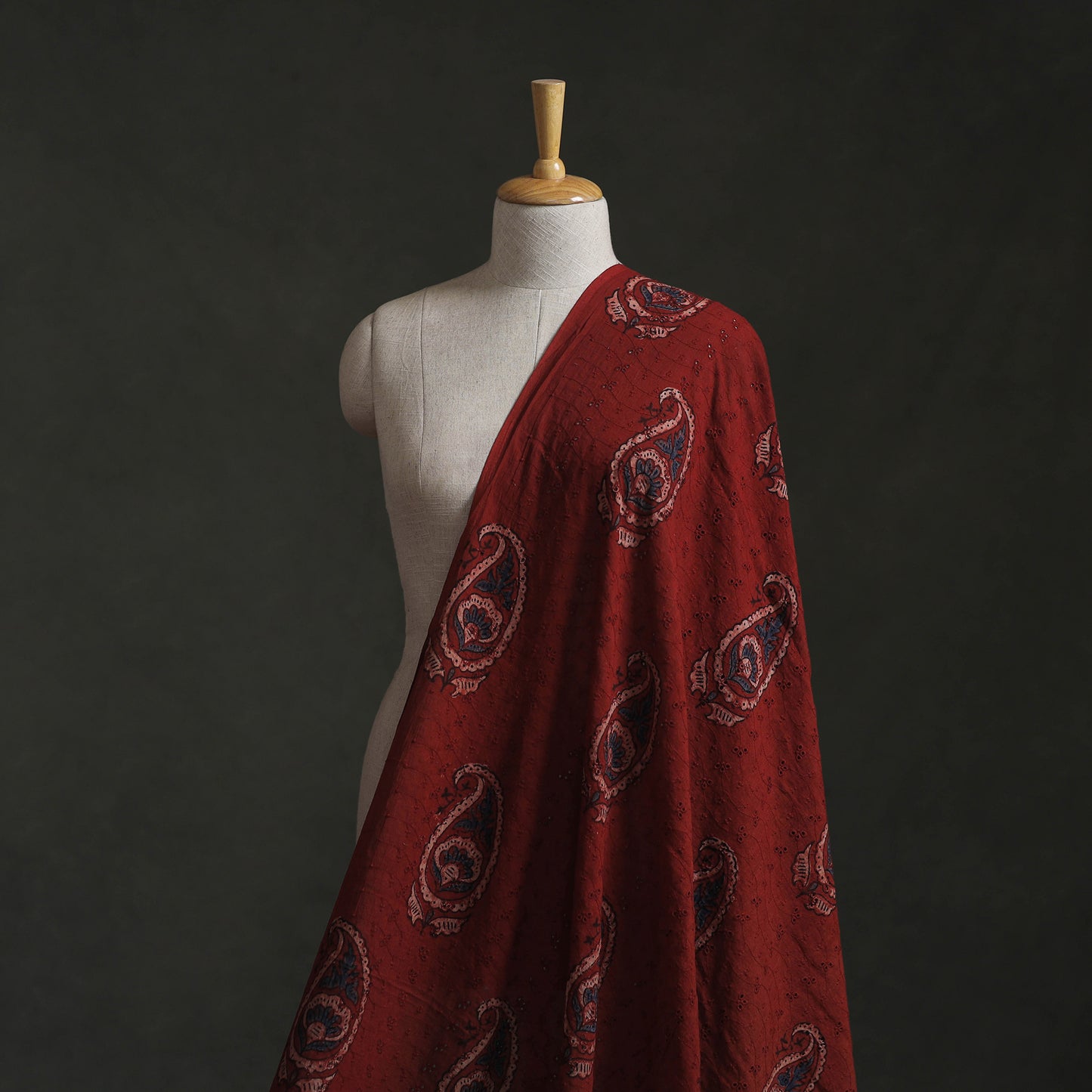 Hakoba Hand Block Ajrakh Print Natural Dyed Cotton Fabric 56