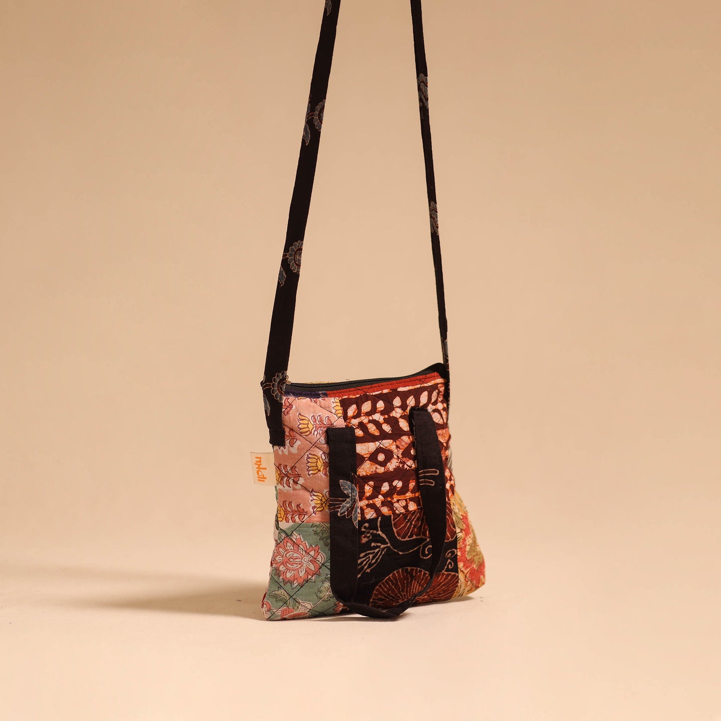 Multicolor - handmade quilted cotton patchwork sling bag 55