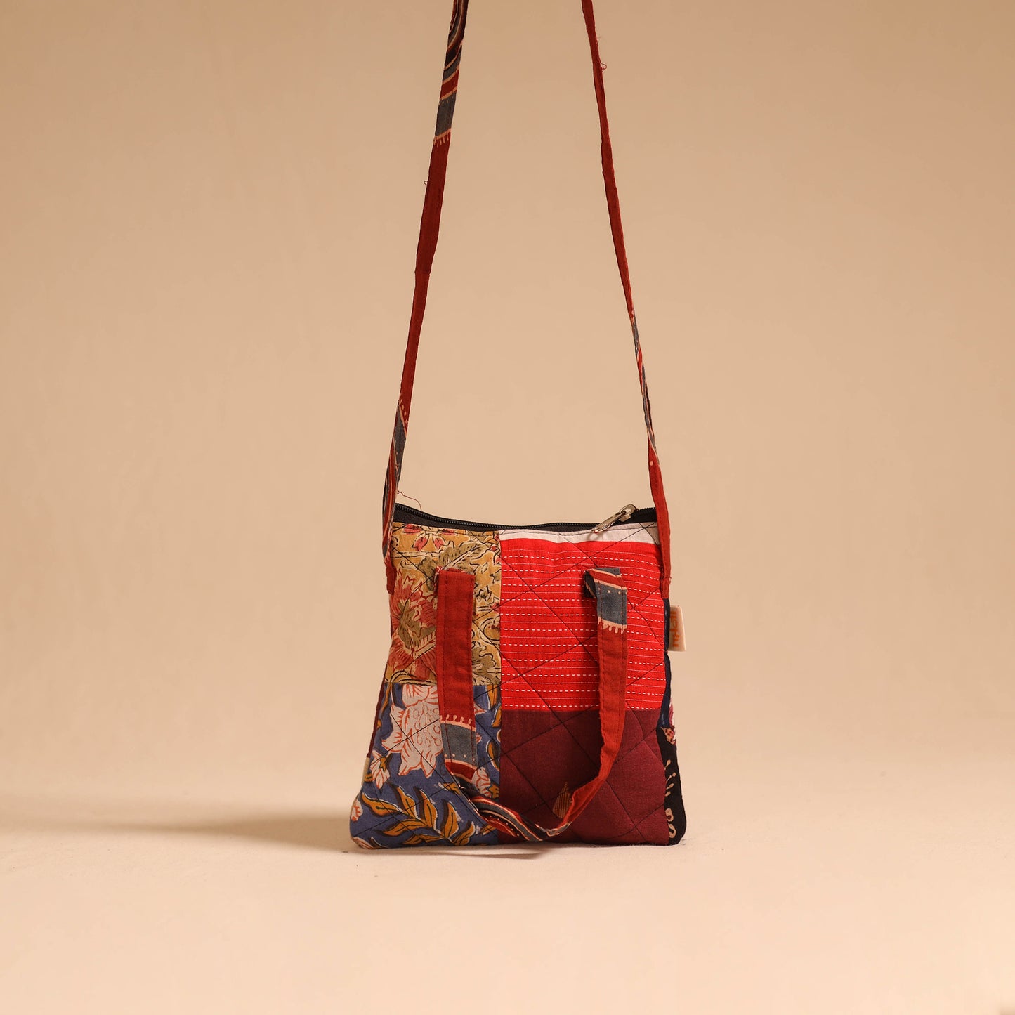 Multicolor - handmade quilted cotton patchwork sling bag 57