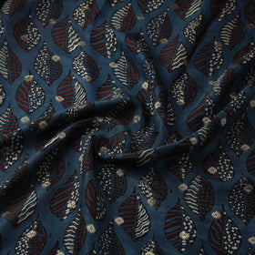 Block Print Natural Dyed Dola Silk Jacquard Buti Ajrakh Fabric 13