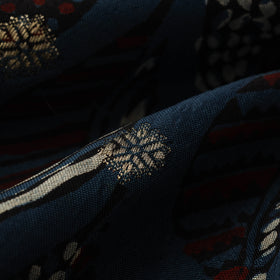 Block Print Natural Dyed Dola Silk Jacquard Buti Ajrakh Fabric 13