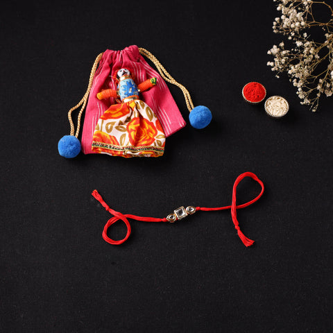 Handcrafted Kundan Rakhi for Brother with Potli 24