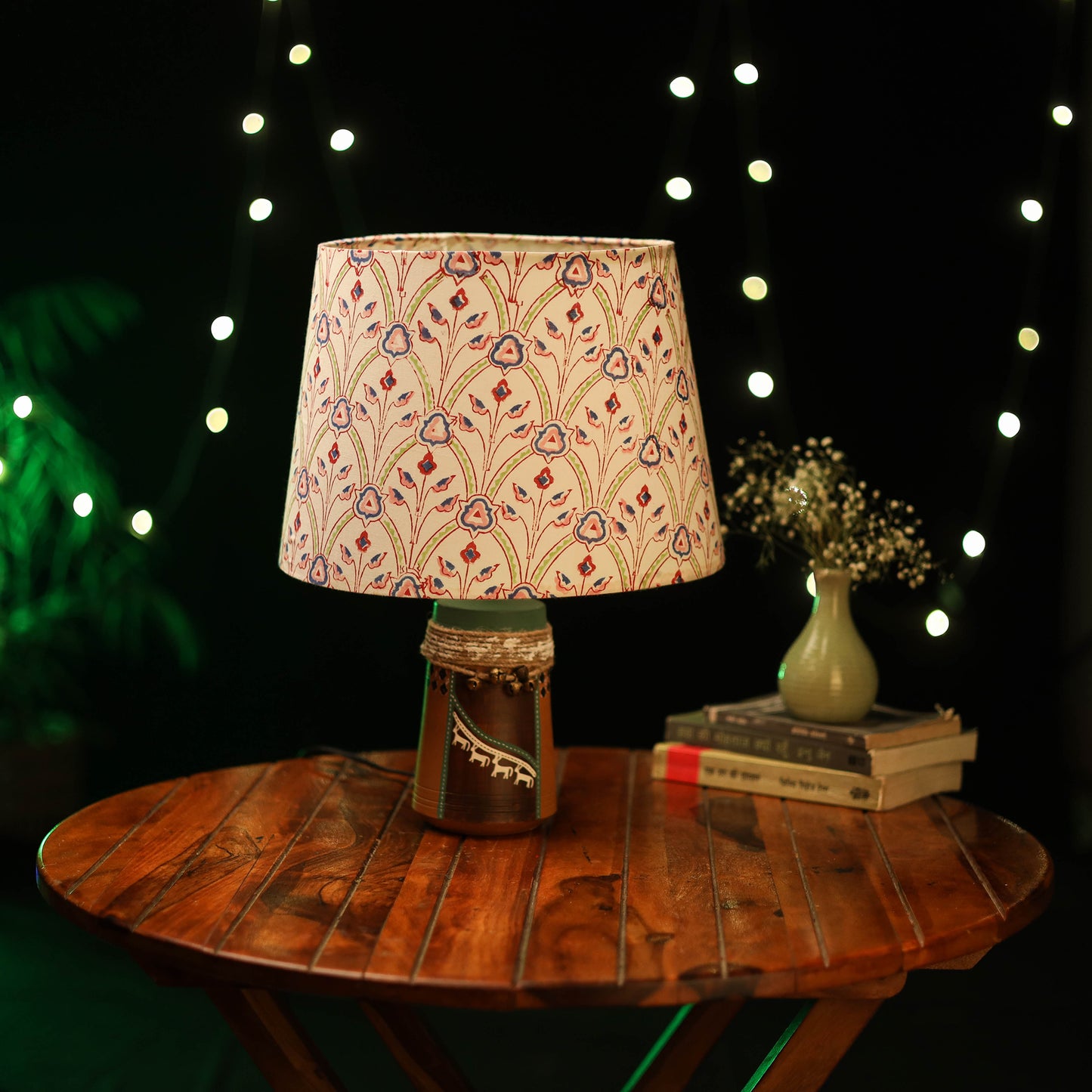 Beige - handcrafted floral fabric lamp shade 18