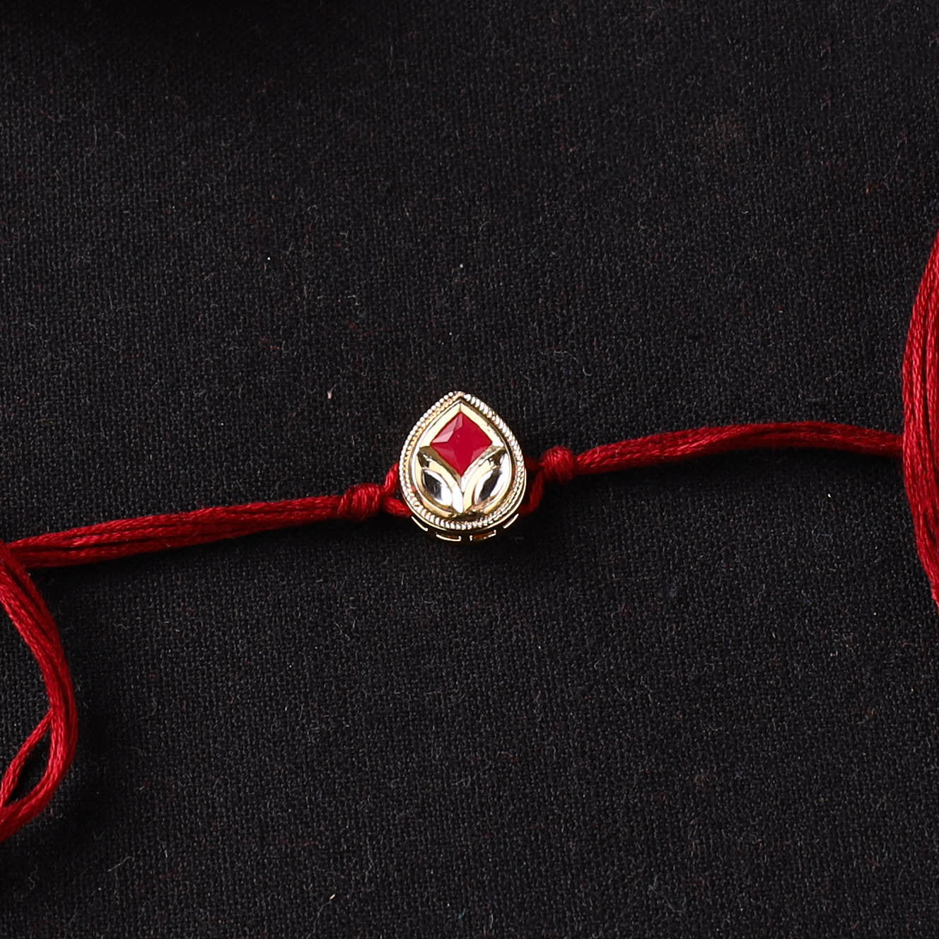 Handcrafted Kundan Rakhi for Brother with Potli 26