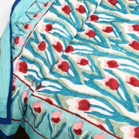 Green - Sanganeri Reversible Single Soft Cotton Quilt/Blanket 04