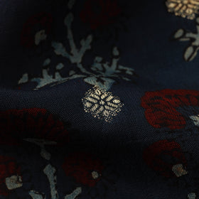 Block Print Natural Dyed Dola Silk Jacquard Buti Ajrakh Fabric 16