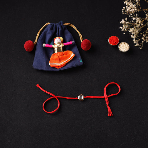 Handcrafted Kundan Rakhi for Brother with Potli 30