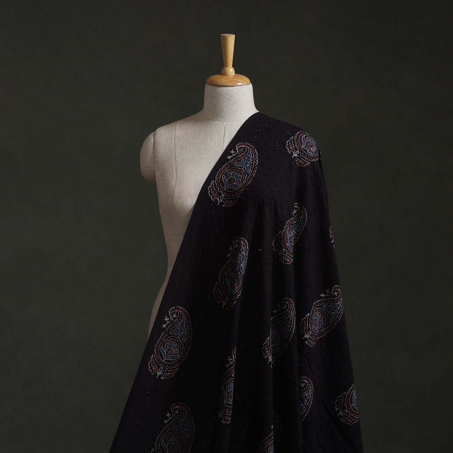 Hakoba Hand Block Ajrakh Print Natural Dyed Cotton Fabric 75