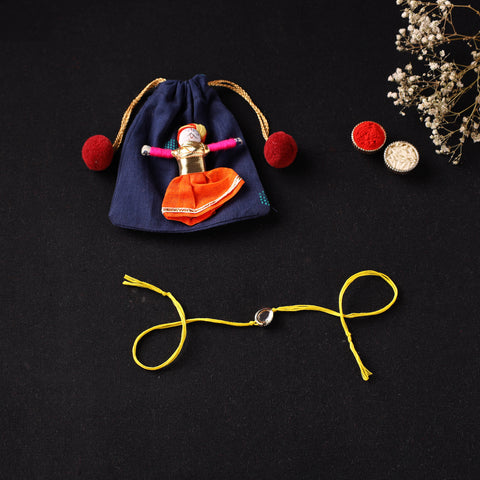 Handcrafted Kundan Rakhi for Brother with Potli 31