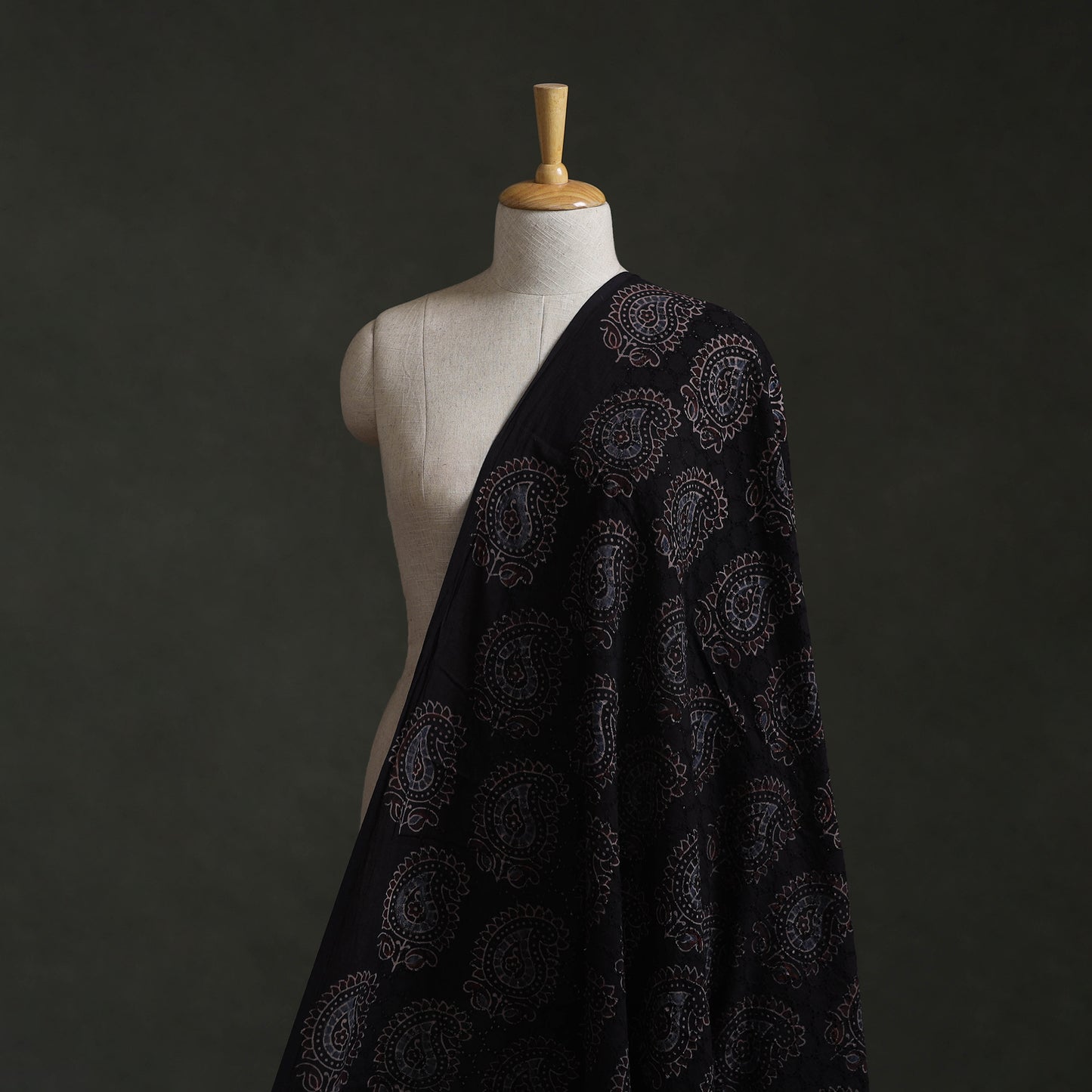 Hakoba Hand Block Ajrakh Print Natural Dyed Cotton Fabric 77