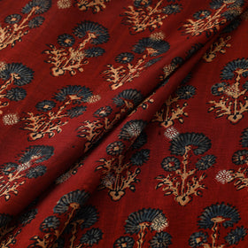 Block Print Natural Dyed Dola Silk Jacquard Buti Ajrakh Fabric 18