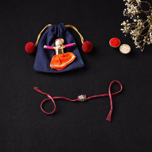 Handcrafted Meenakari Kundan Rakhi for Brother with Potli 32