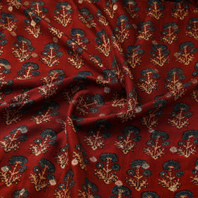 Block Print Natural Dyed Dola Silk Jacquard Buti Ajrakh Fabric 18