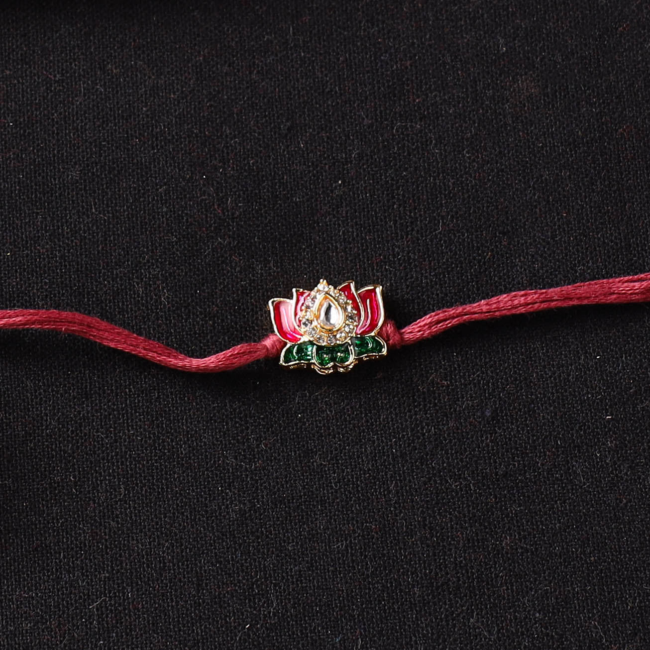 Handcrafted Meenakari Kundan Rakhi for Brother with Potli 32