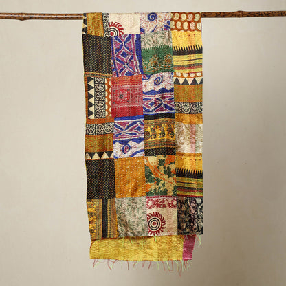 Multicolor - Bengal Kantha Embroidery Patchwork Reversible Silk Stole 03