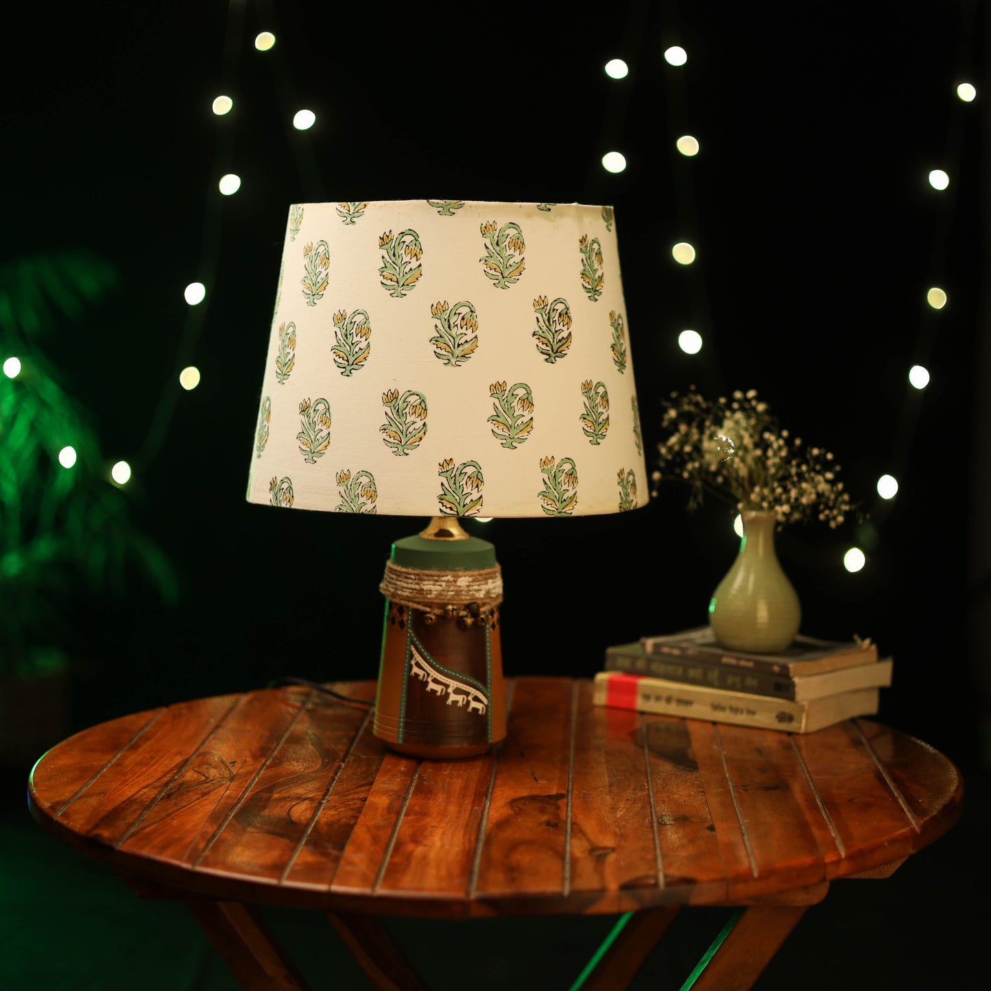 Beige - handcrafted floral fabric lamp shade 14