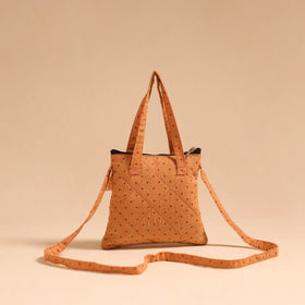 Beige - handmade quilted cotton sling bag 69 - handcrafted