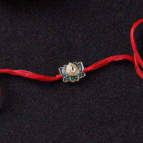 Handcrafted Meenakari Kundan Rakhi for Brother with Potli 34