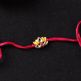 Handcrafted Meenakari Kundan Rakhi for Brother with Potli 35