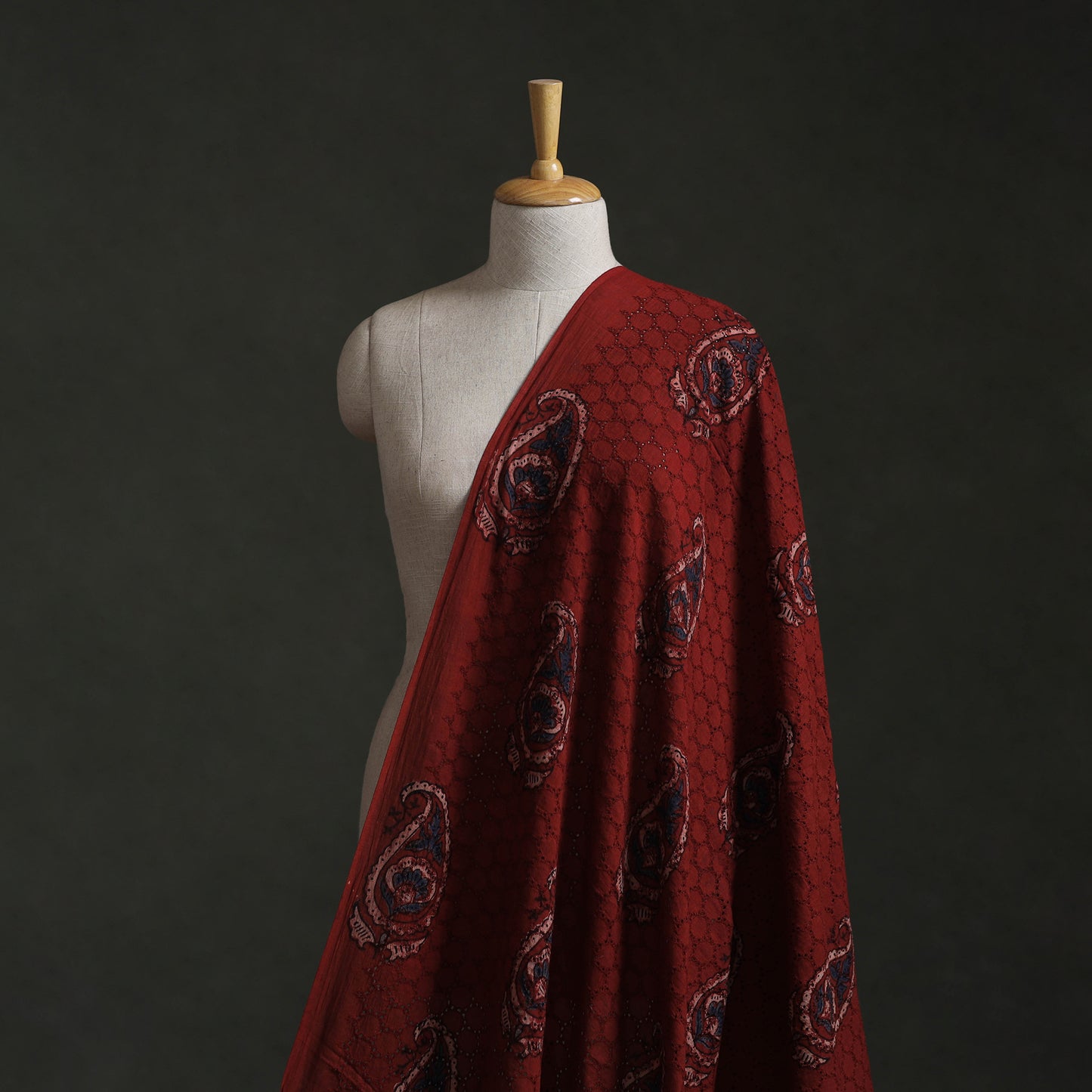 Hakoba Hand Block Ajrakh Print Natural Dyed Cotton Fabric 86