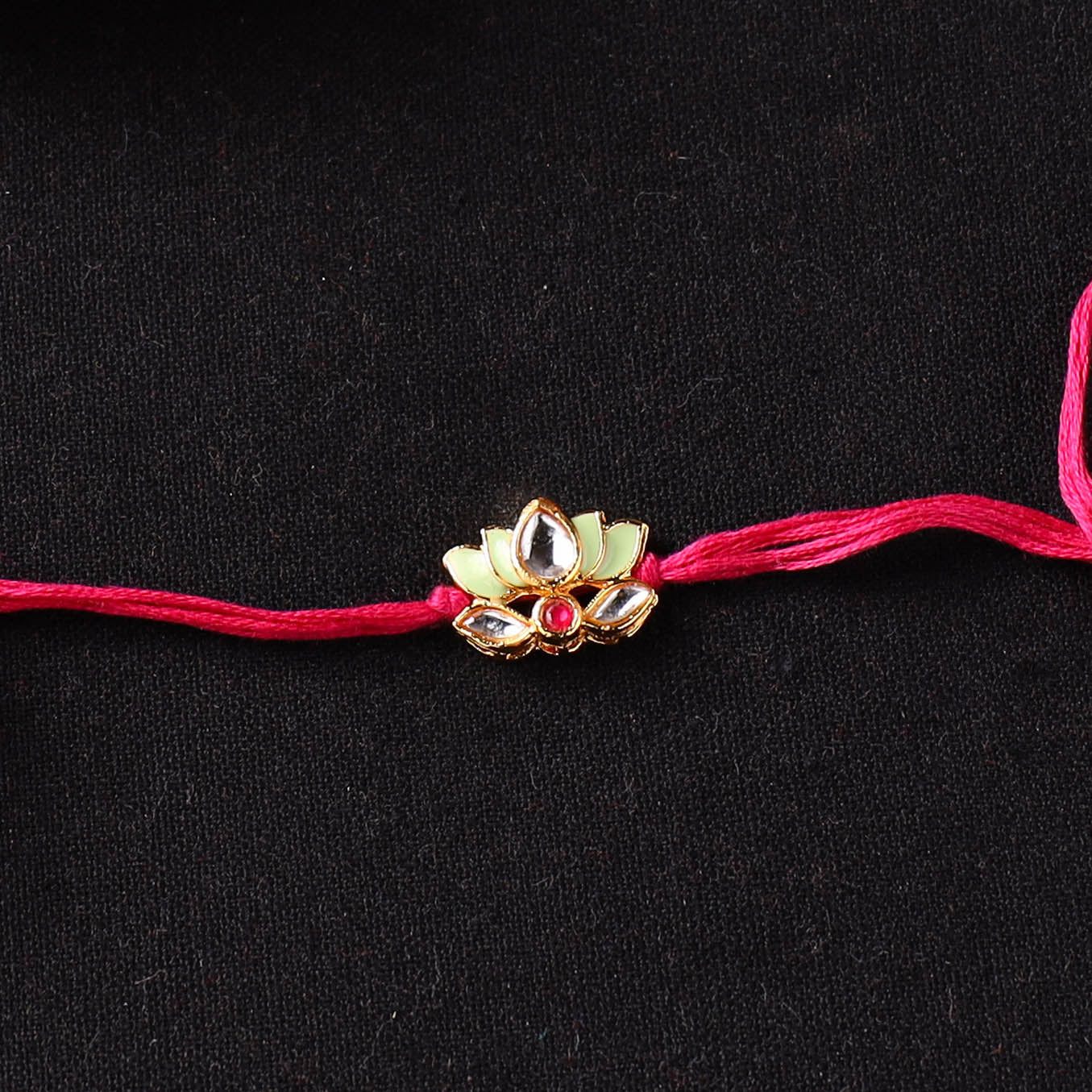 Handcrafted Meenakari Kundan Rakhi for Brother with Potli 36