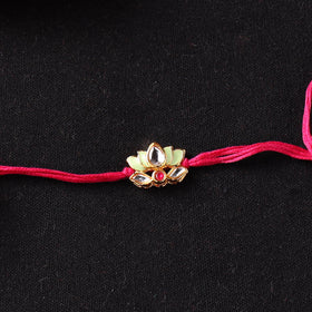 Handcrafted Meenakari Kundan Rakhi for Brother with Potli 36