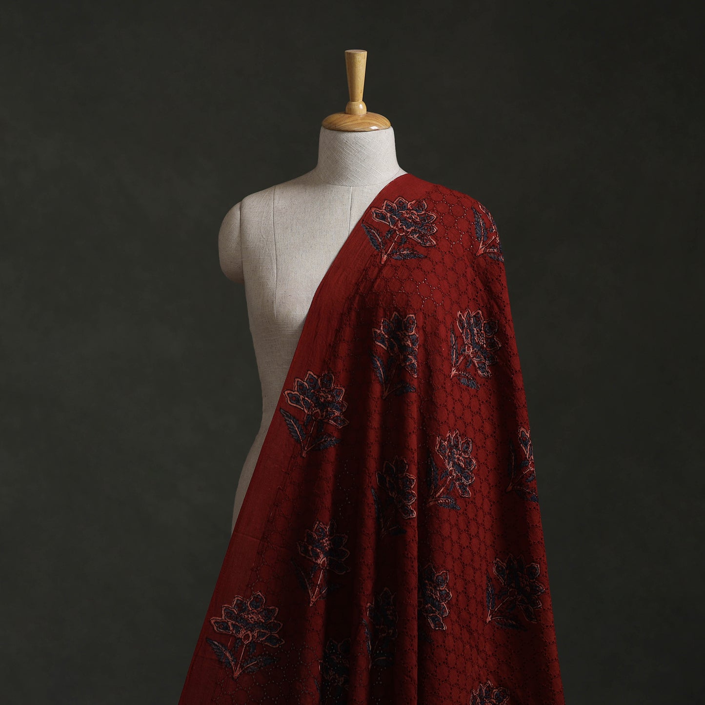 Hakoba Hand Block Ajrakh Print Natural Dyed Cotton Fabric 91
