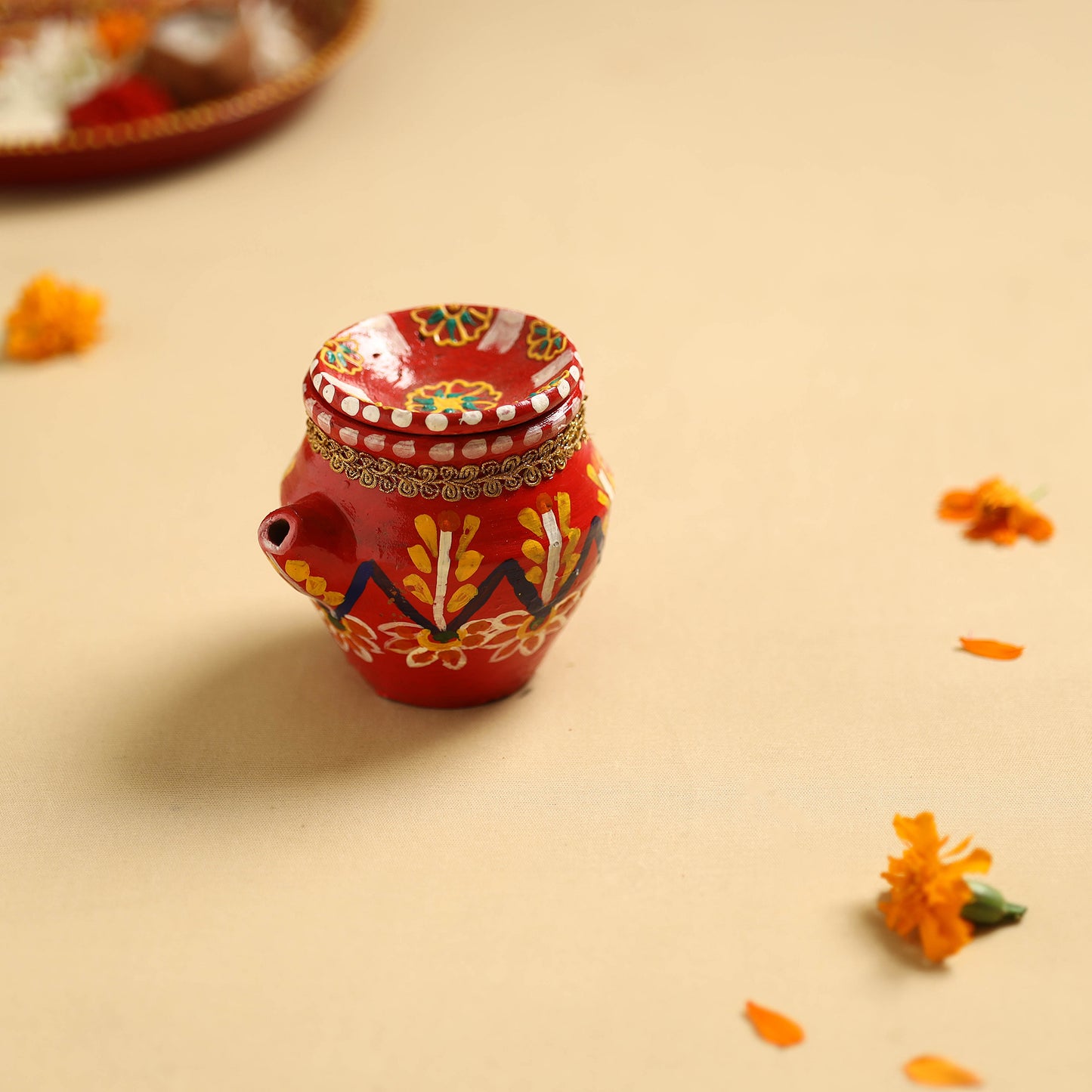 Traditional Handpainted Clay Karwa Chauth Kalash 57