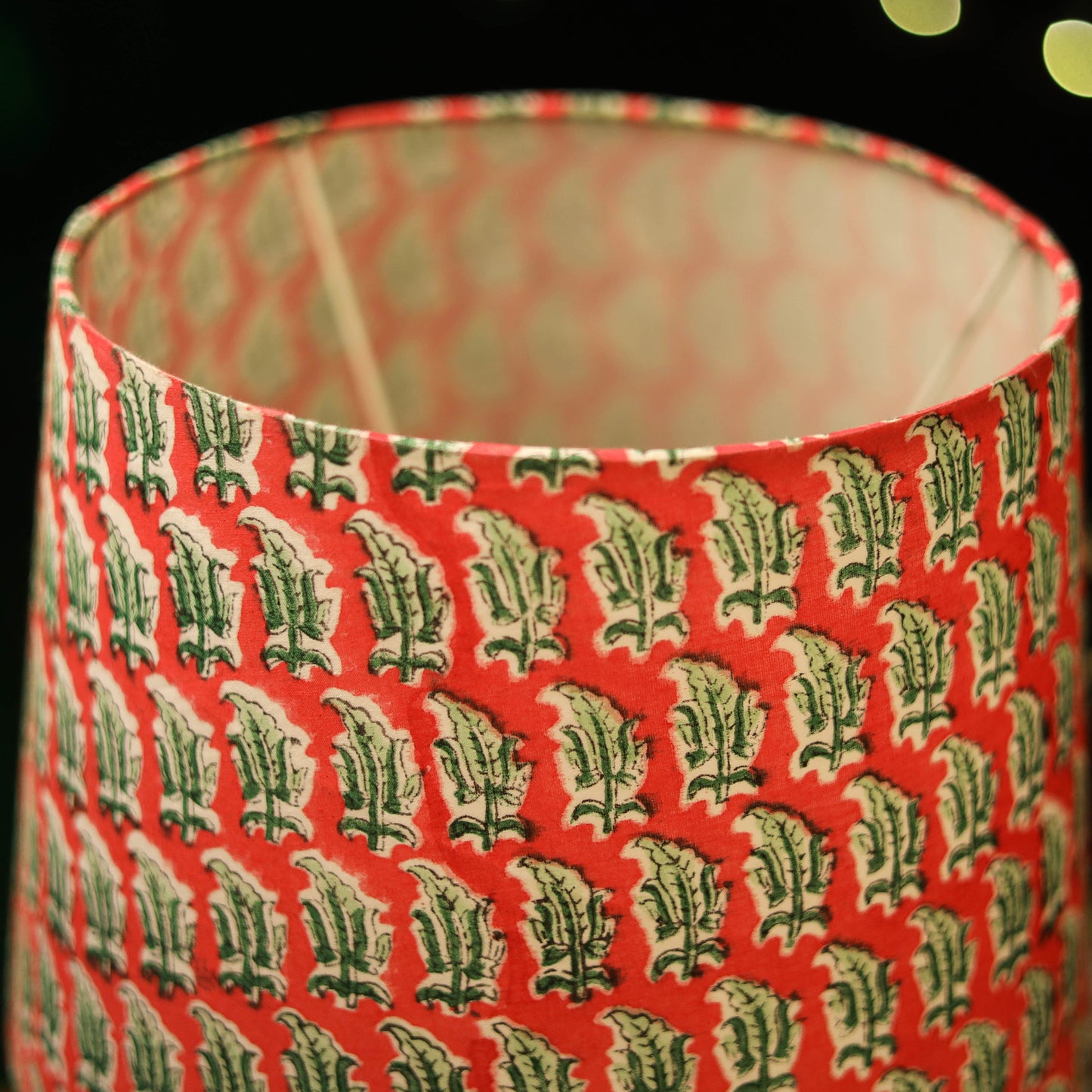 Red - handcrafted floral fabric lamp shade 12