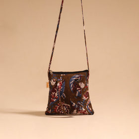 Brown - handmade quilted cotton sling bag 63 - handcrafted