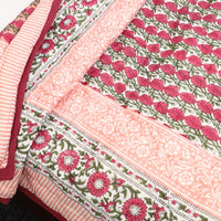 Peach - Sanganeri Reversible Single Soft Cotton Quilt/Blanket 08