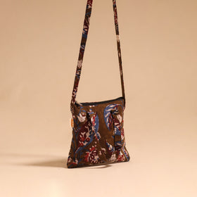 Brown - handmade quilted cotton sling bag 63 - handcrafted