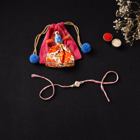 Handcrafted Kundan Beaded Rakhi for Brother with Potli 40