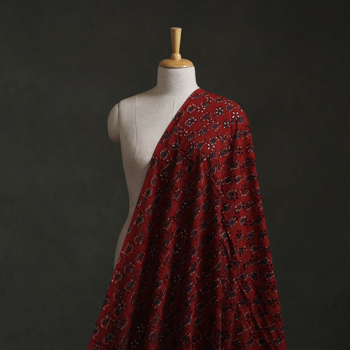Hakoba Hand Block Ajrakh Print Natural Dyed Cotton Fabric 96